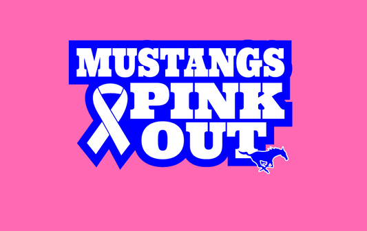 Mustangs PINK OUT Game Day Shirt for Oct 11 Football and Volleyball Game