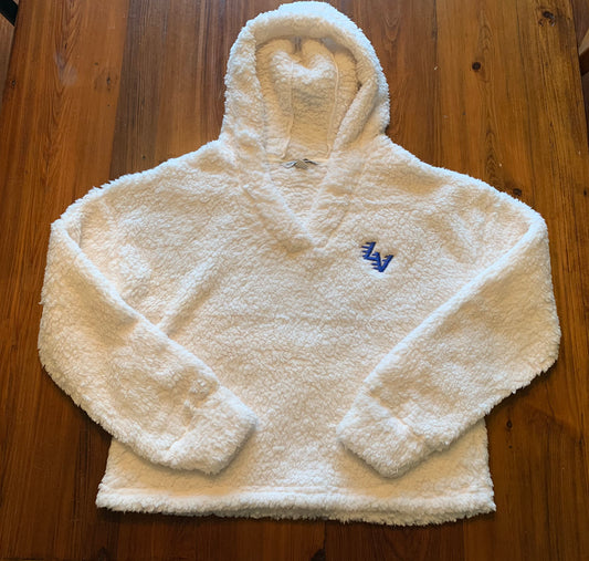Sherpa Pullover hoodie in ivory and black
